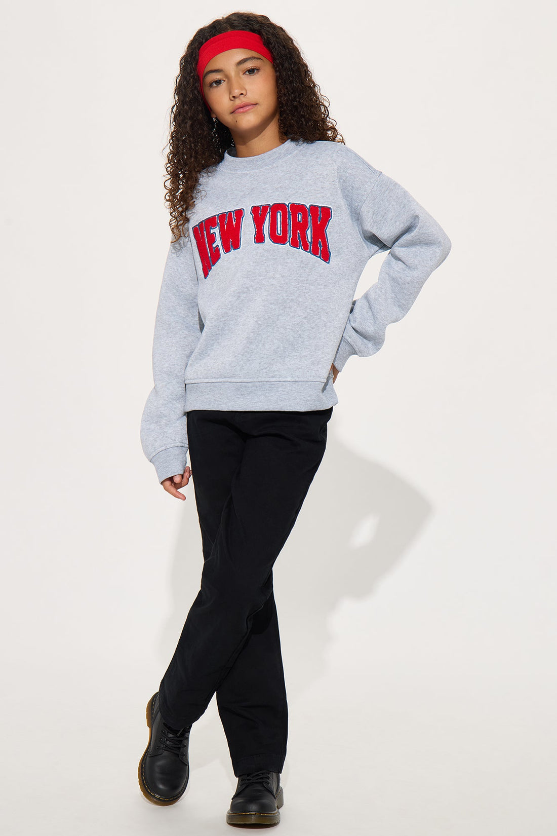Mini New York Chenille Patch Sweatshirt - Heather Grey