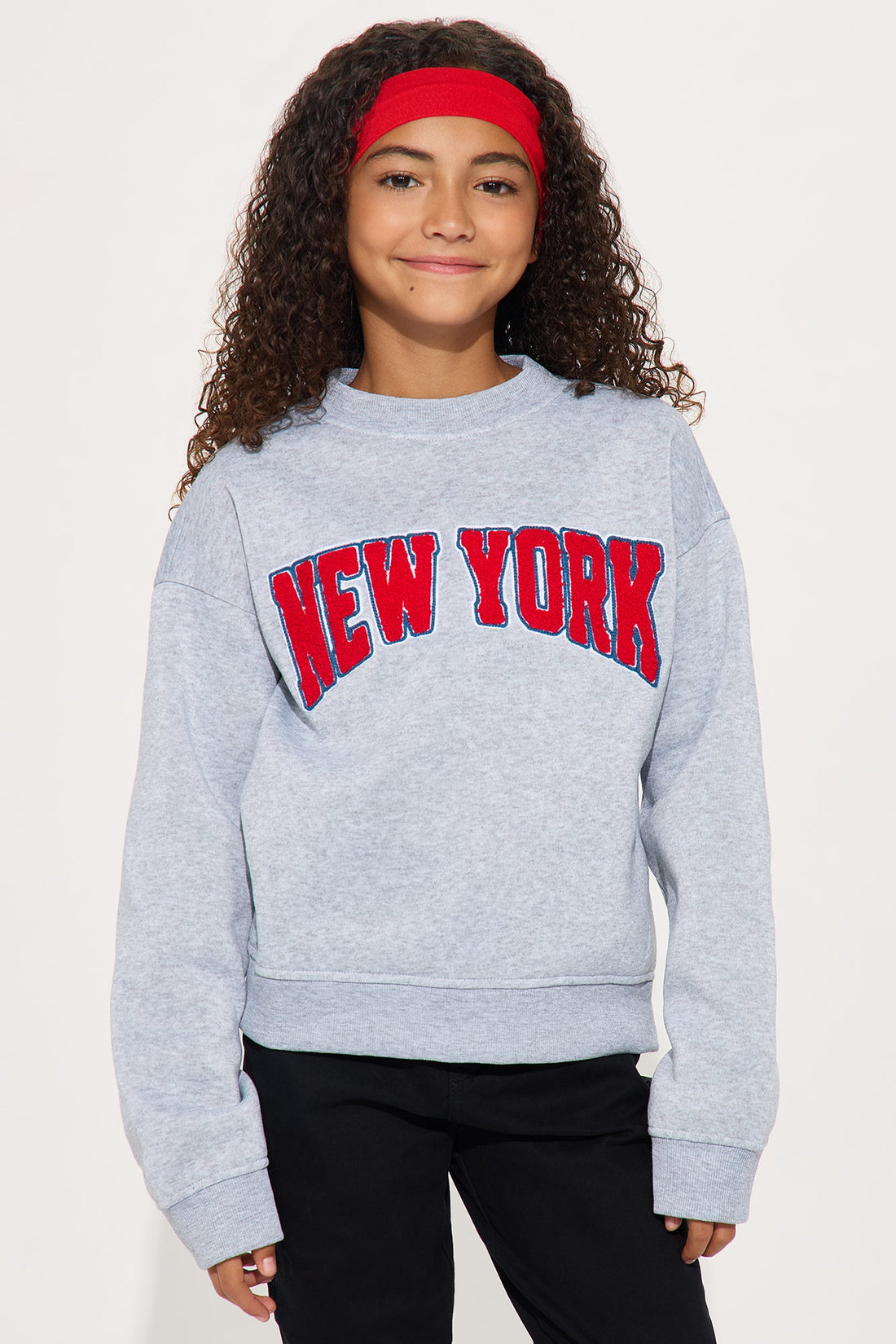 Mini New York Chenille Patch Sweatshirt - Heather Grey