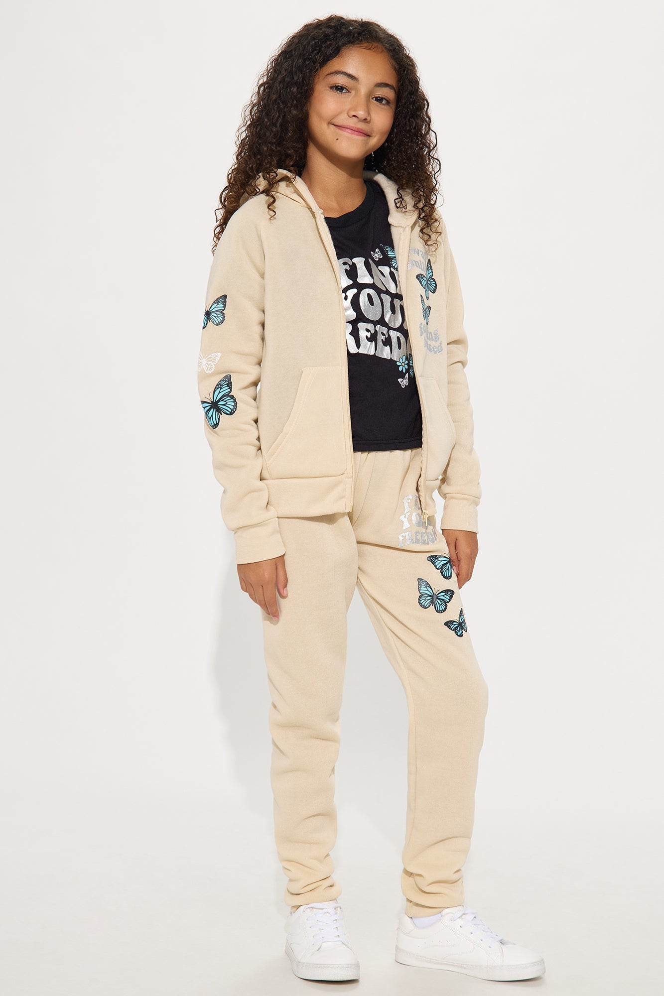 Mini Find Your Freedom 3 Piece Jogger Pant Set - Sand/combo