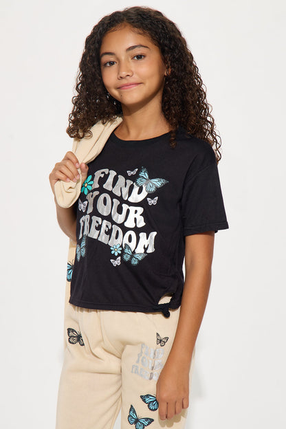 Mini Find Your Freedom 3 Piece Jogger Pant Set - Sand/combo