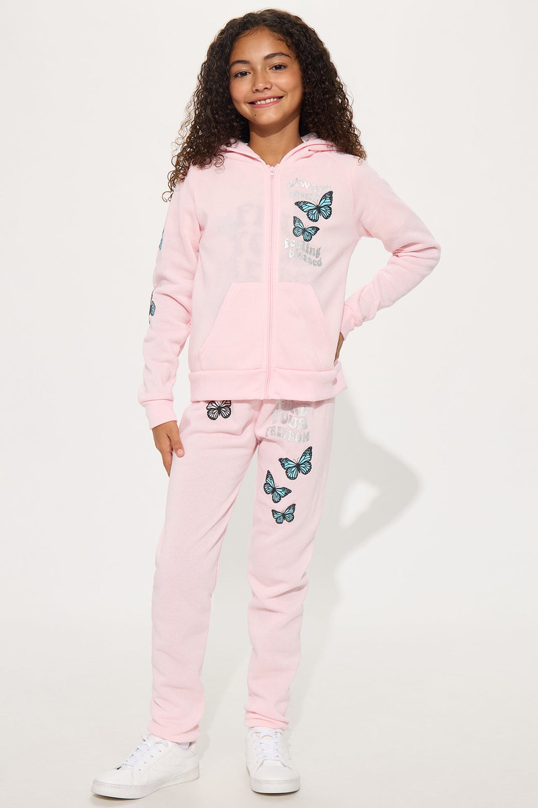 Mini Find Your Freedom 3 Piece Jogger Pant Set - Pink/combo