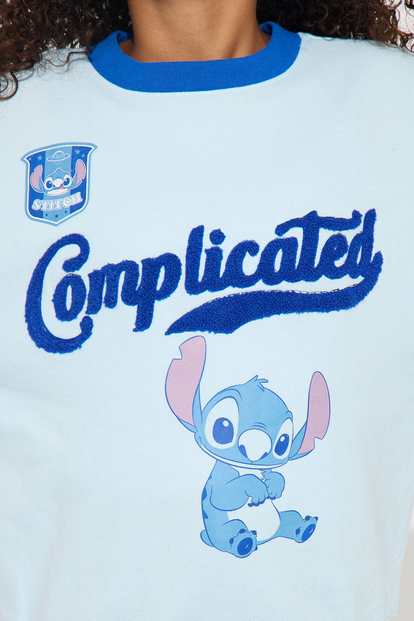 Mini Complicated Stitch Crew Neck Sweatshirt - Light Blue