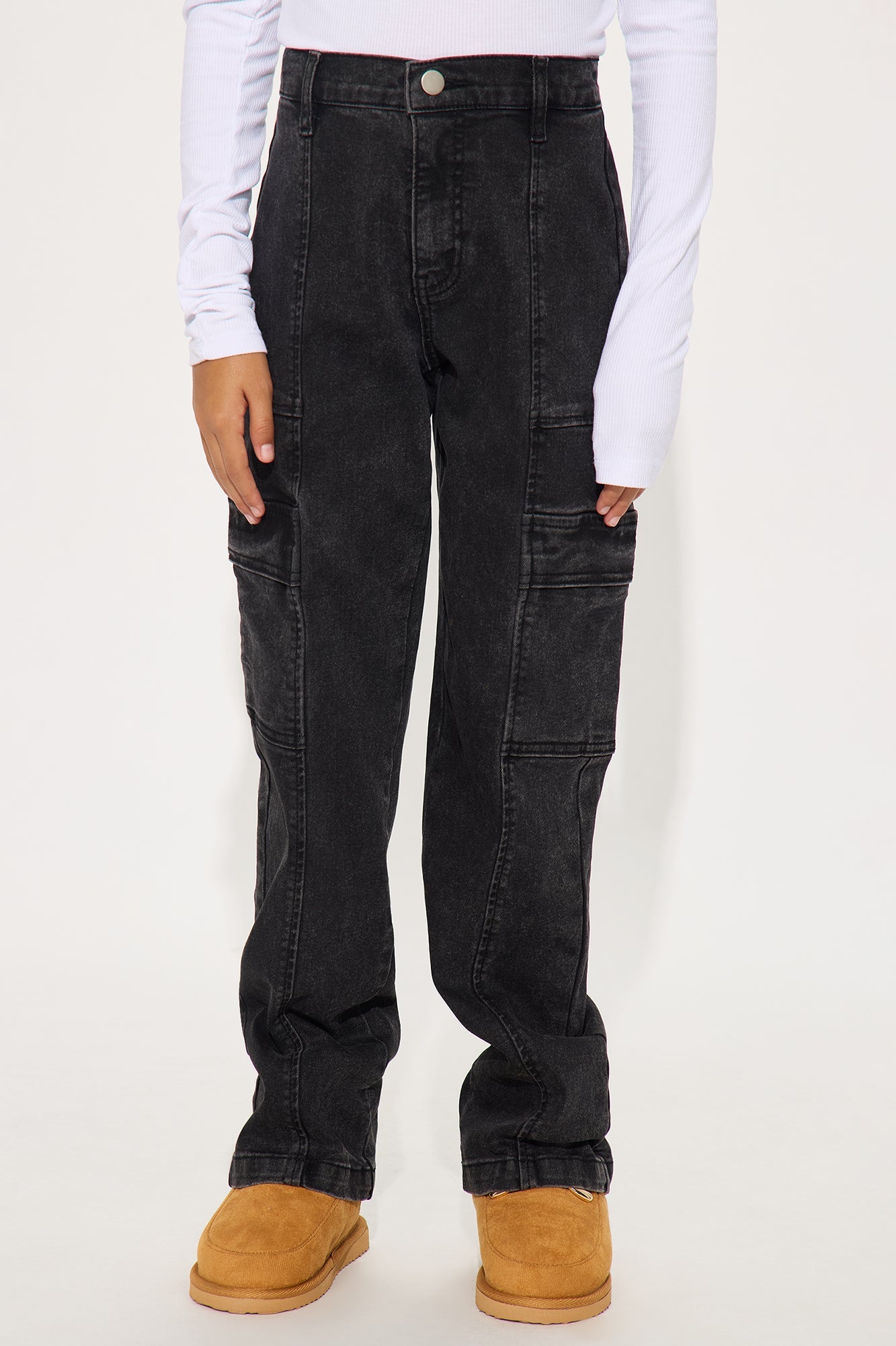 Mini Non Disclosure Stretch Straight Leg Jeans - Black Wash