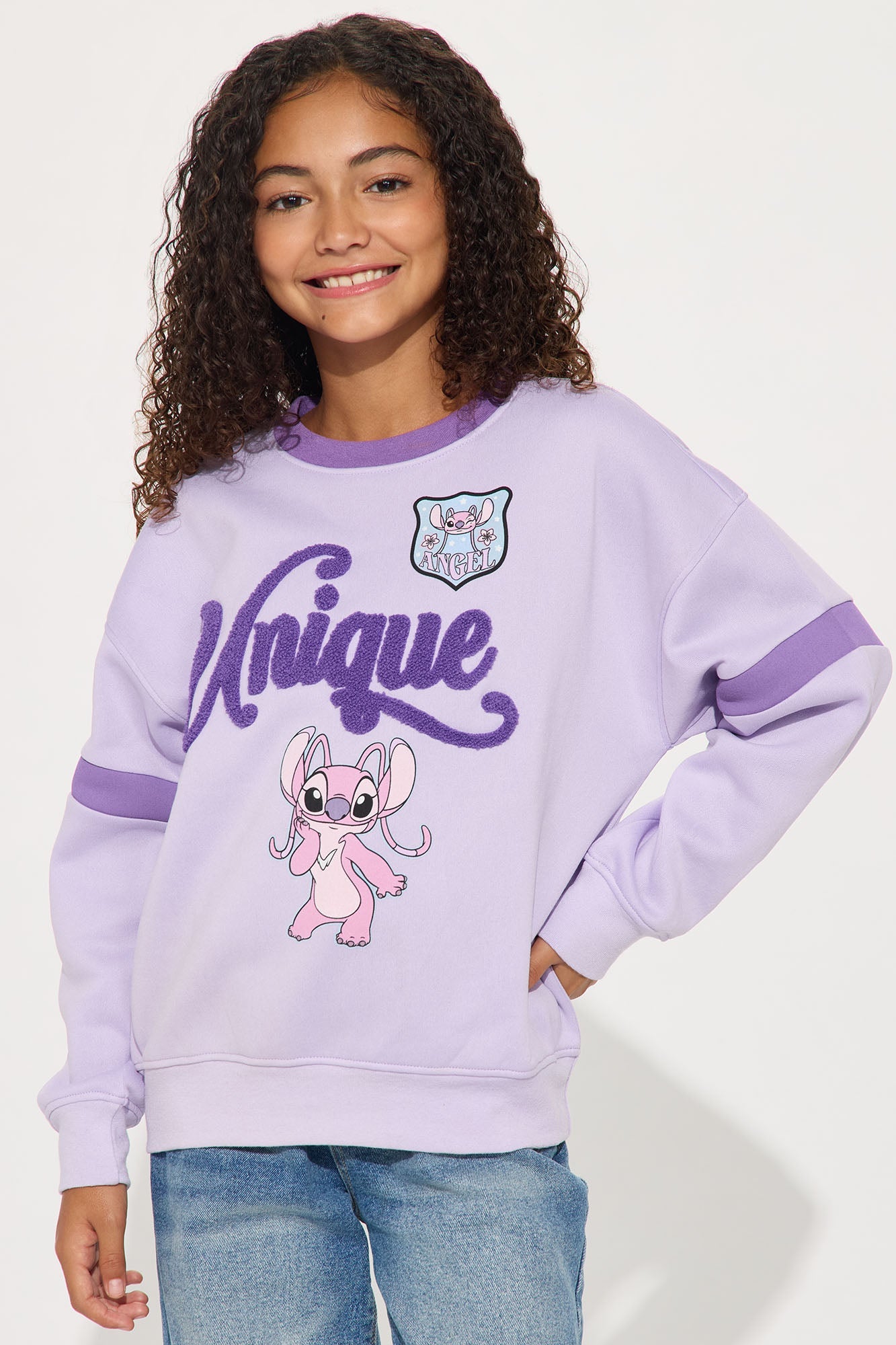Mini Unique Angel Crew Neck Sweatshirt - Lavender