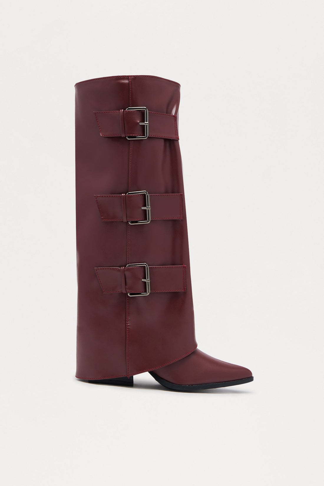 Toliver Buckle Overlay Boots - Burgundy