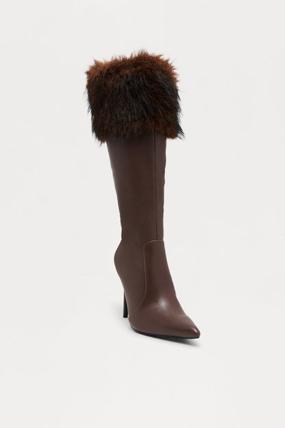 Manchester Faux Fur Trim Boots - Brown
