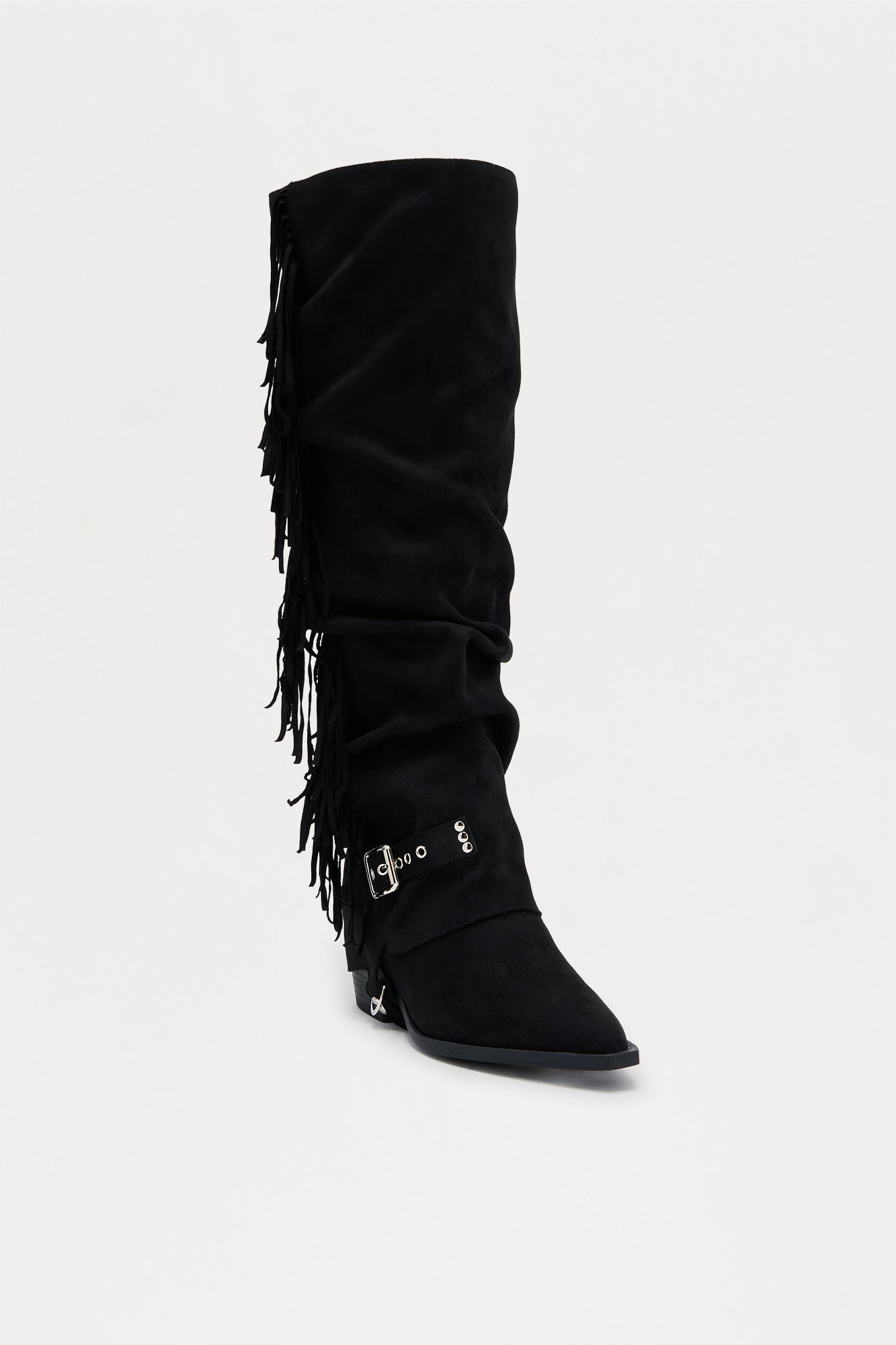 Yosemite Fringe Overlay Boots - Black