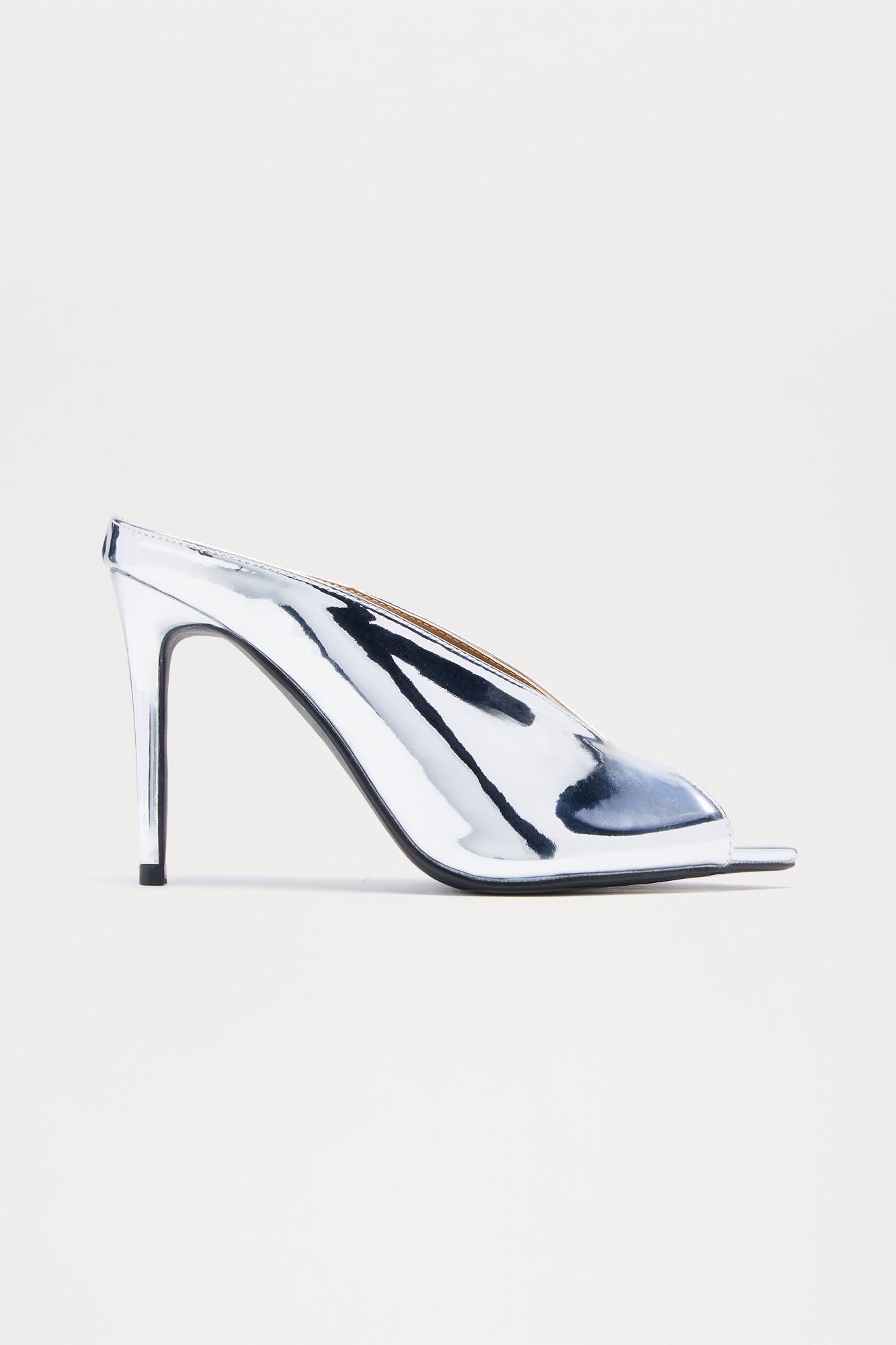 Kingsley Faux Patent Stiletto Heels - Silver