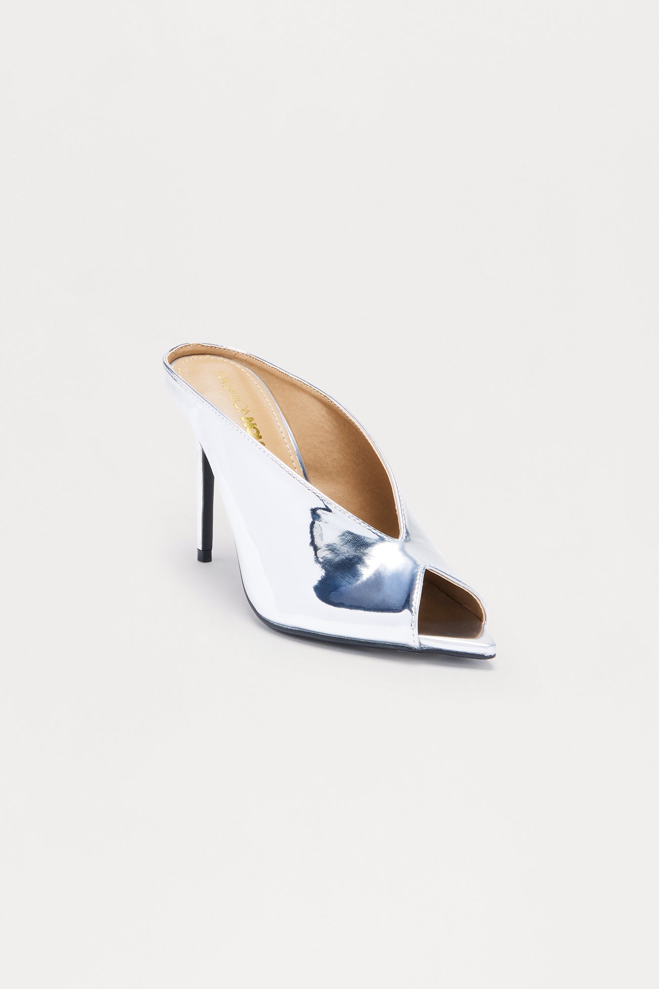 Kingsley Faux Patent Stiletto Heels - Silver