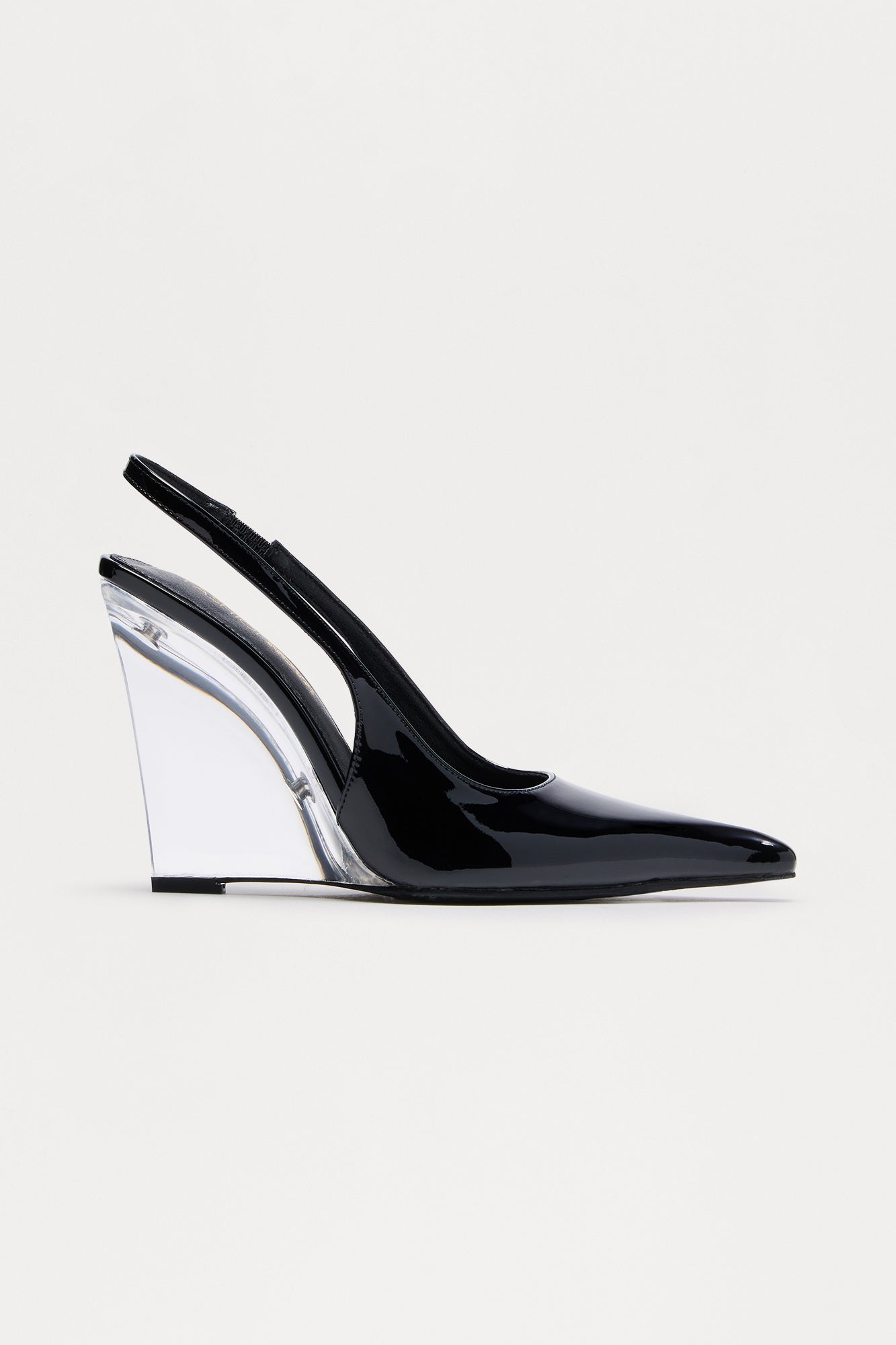 Sharp Slingback Clear Wedges - Black