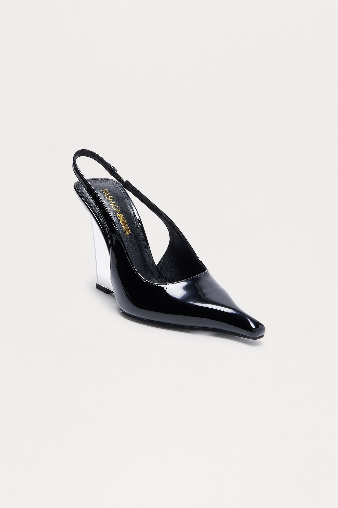 Sharp Slingback Clear Wedges - Black