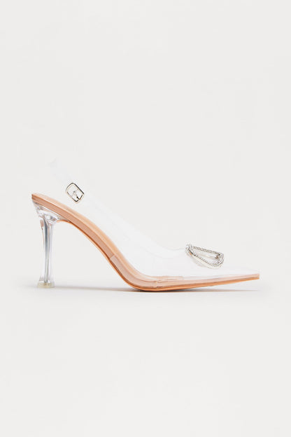 Sakina Rhinestone Trim Slingback Pumps - Clear