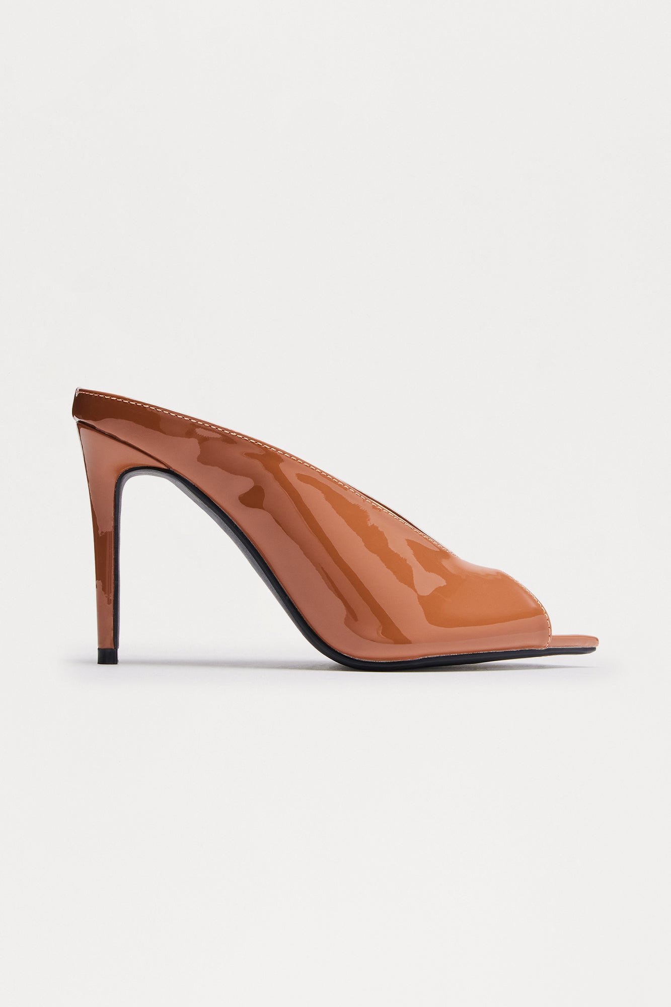 Kingsley Faux Patent Stiletto Heels - Nude