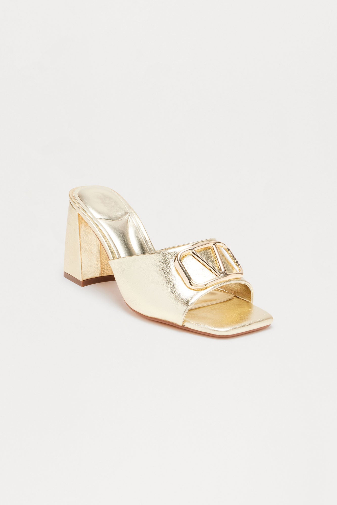 Brex Hardware Block Heels - Gold