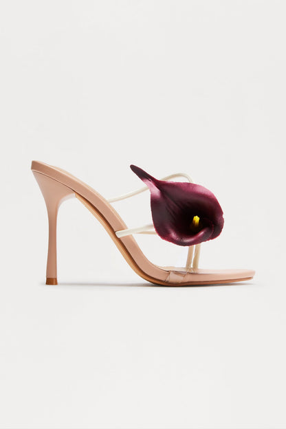 Resort Flower Slingback Heels - Wine