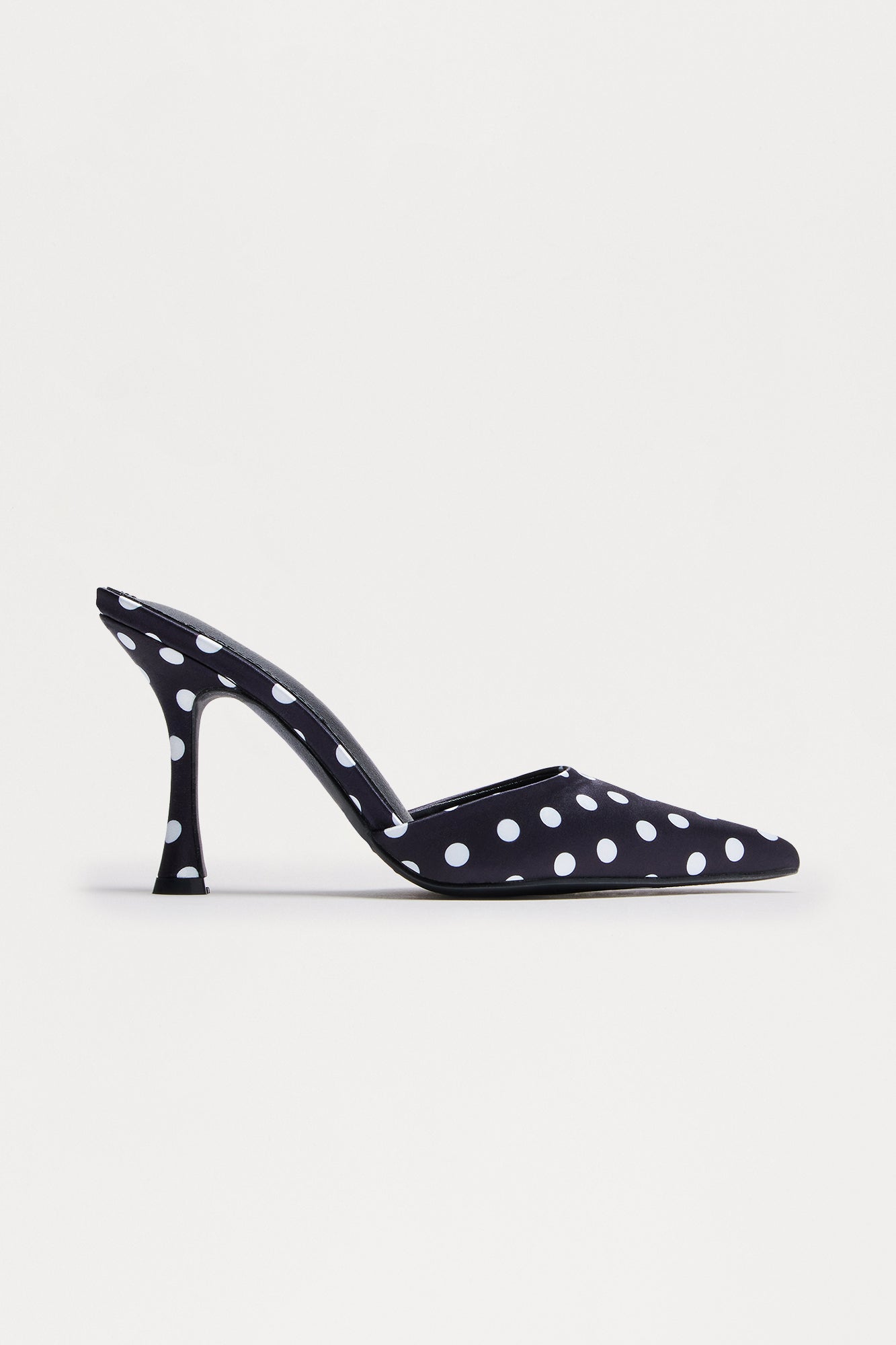 Delight Polka Dot Satin Pumps - Black