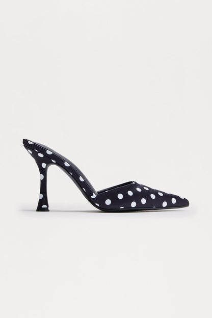 Delight Polka Dot Satin Pumps - Black