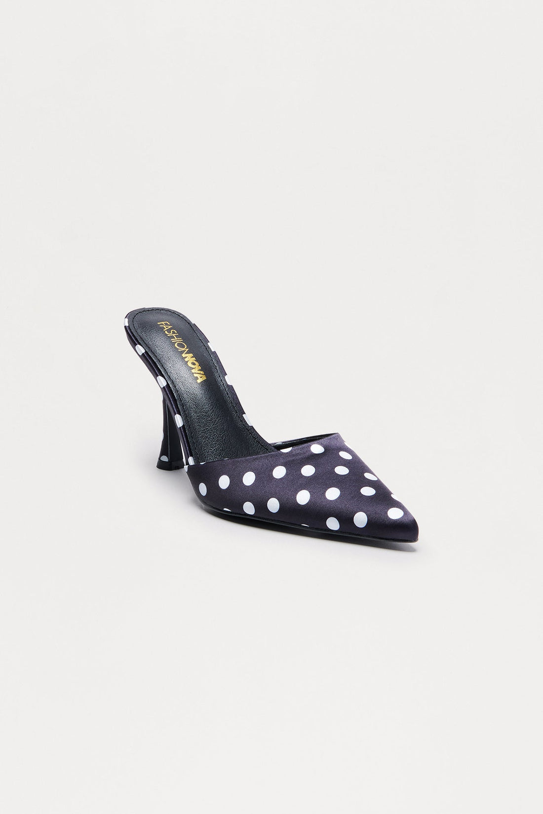 Delight Polka Dot Satin Pumps - Black