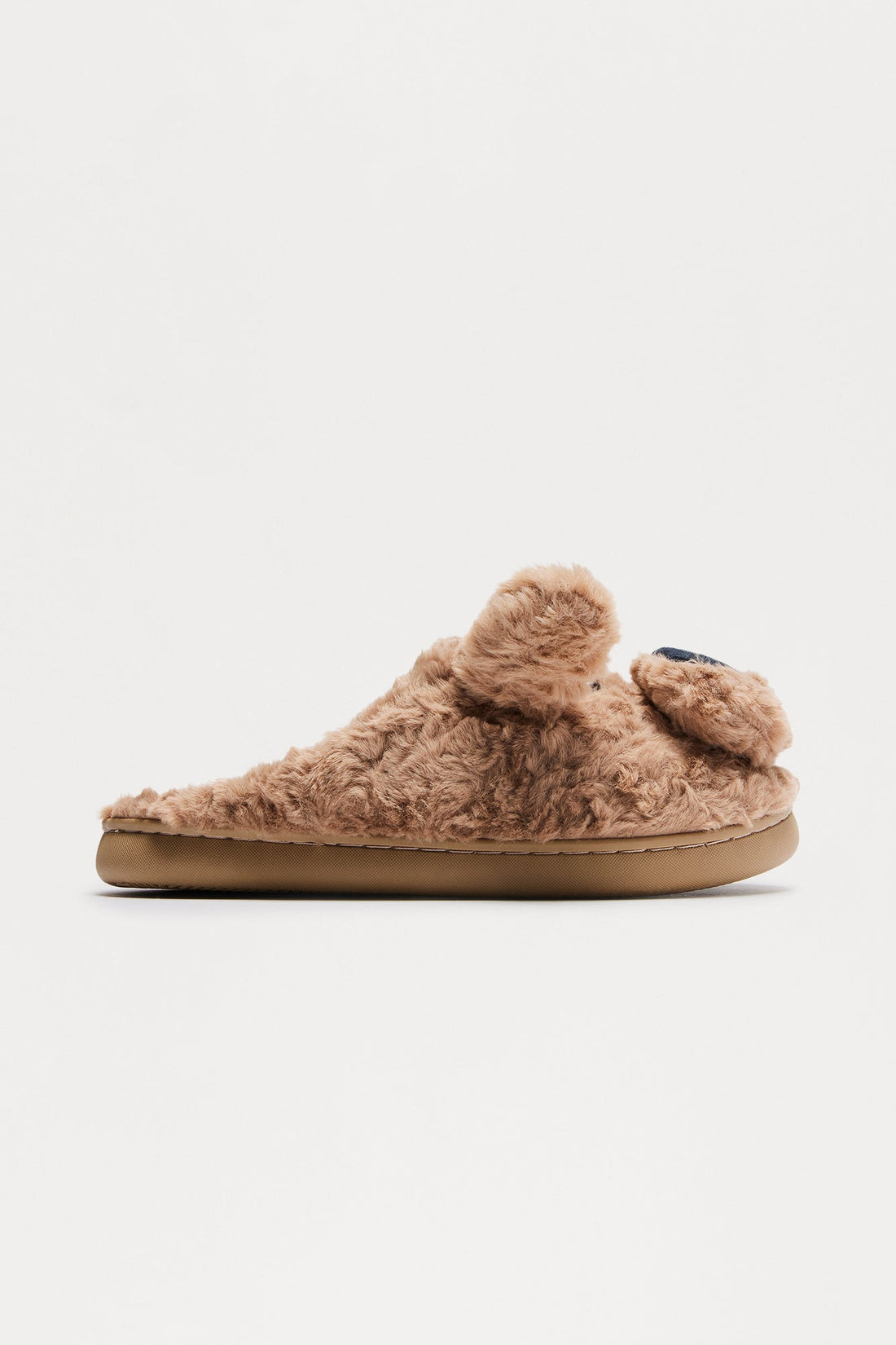 Doggey Faux Fur Slippers - Brown