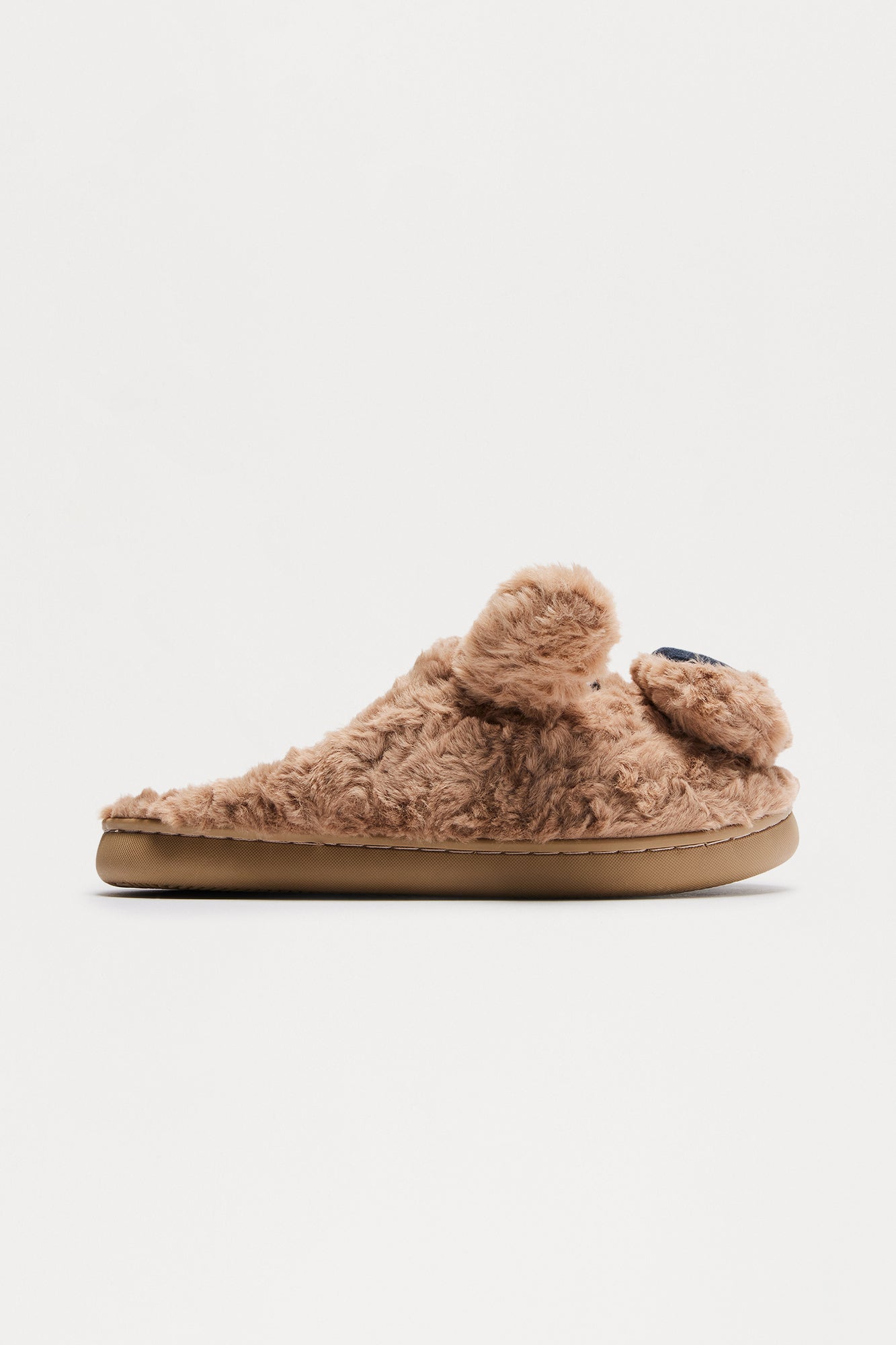 Doggey Faux Fur Slippers - Brown