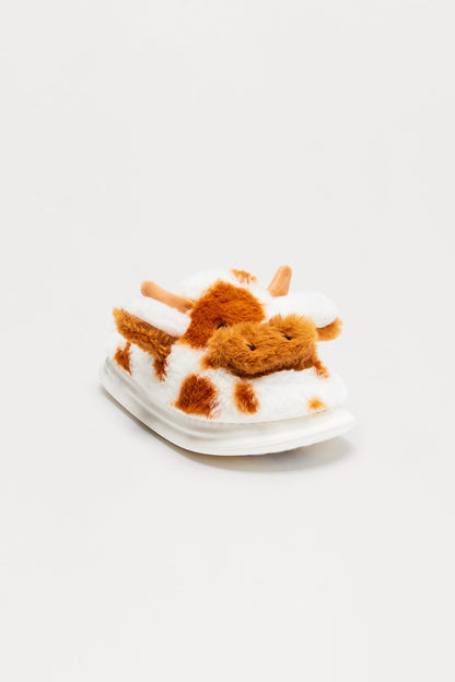 Moo Faux Fur Slippers - Tan