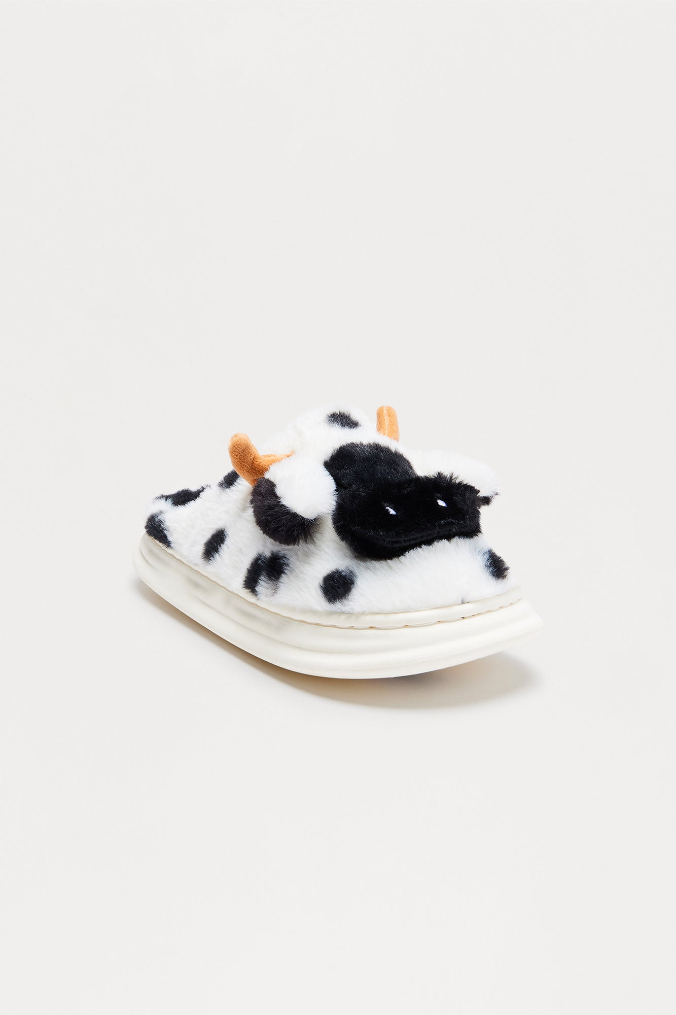 Moo Faux Fur Slippers - Black/White