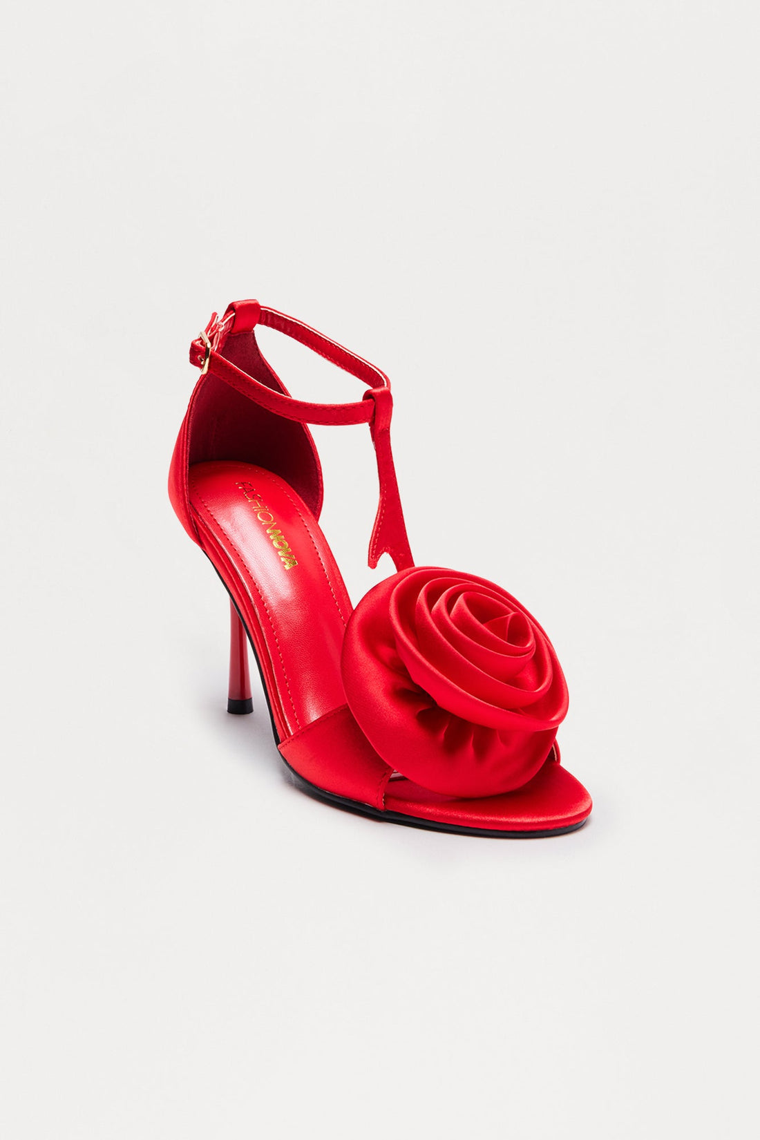 Darana Satin Flower Heels - Red