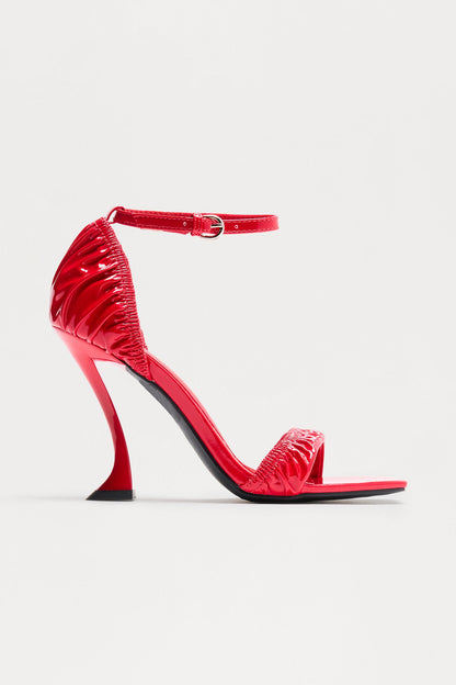 Damita Faux Patent Heels - Red