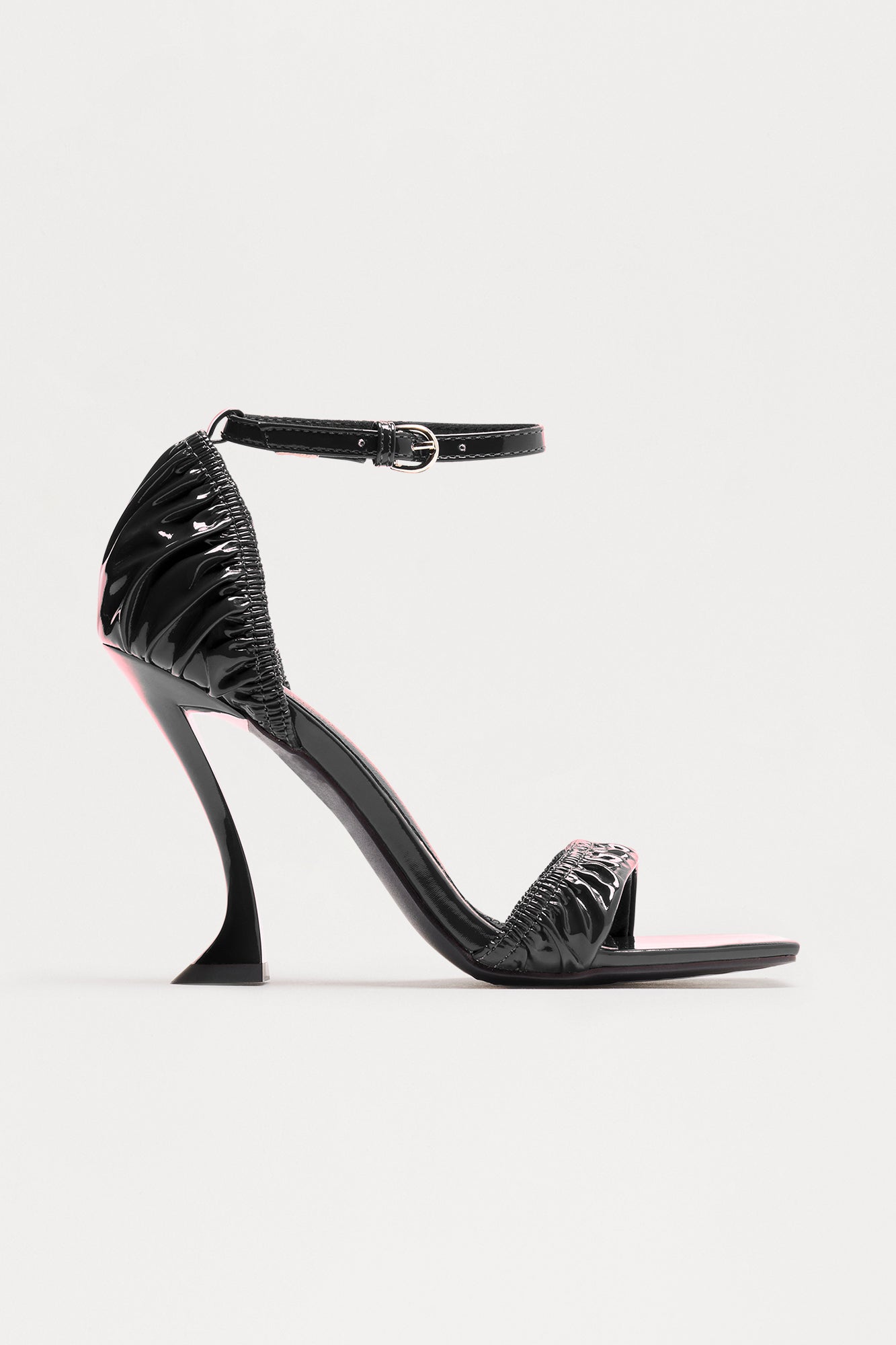Damita Faux Patent Heels - Black