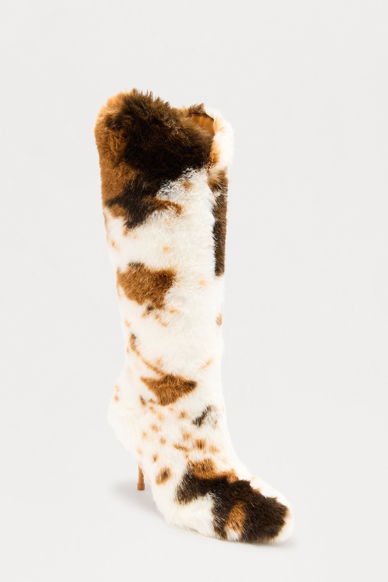 Clarabelle Faux Fur Stiletto Boots - Brown/combo