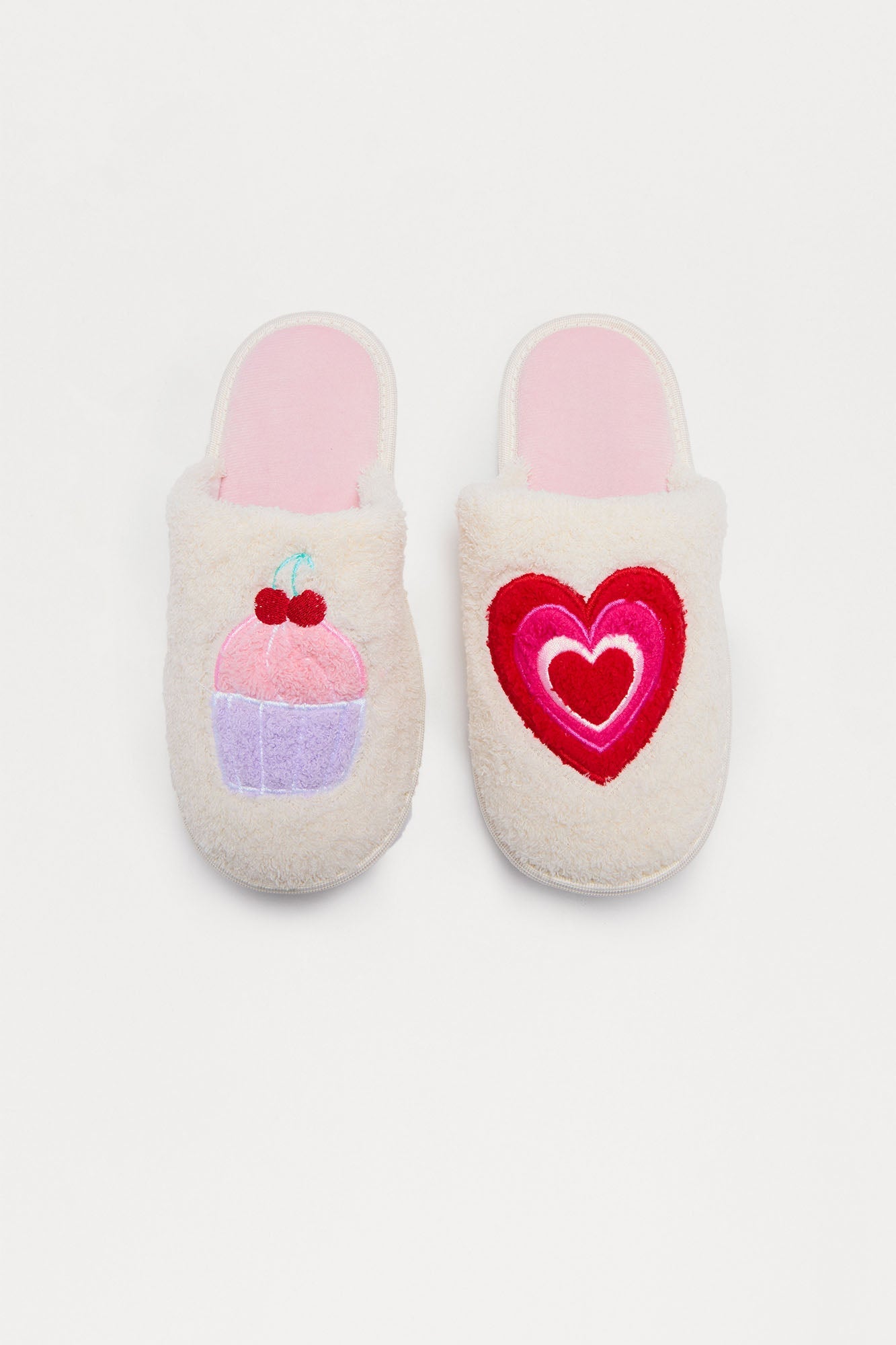 Cupcake Cutie Sherpa Slippers - White