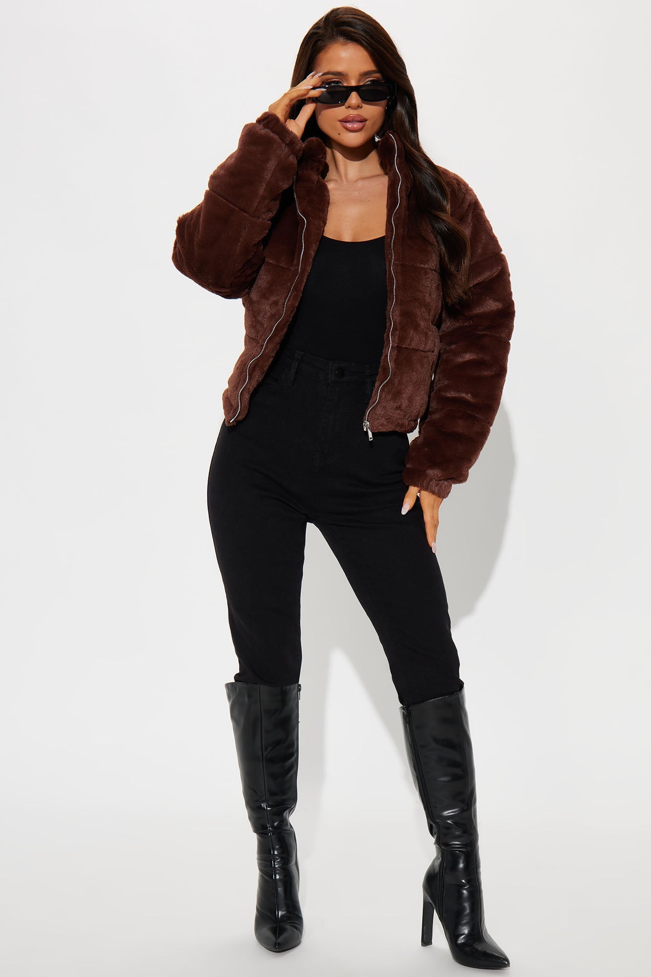 Elizabeth Faux Fur Jacket - Chocolate