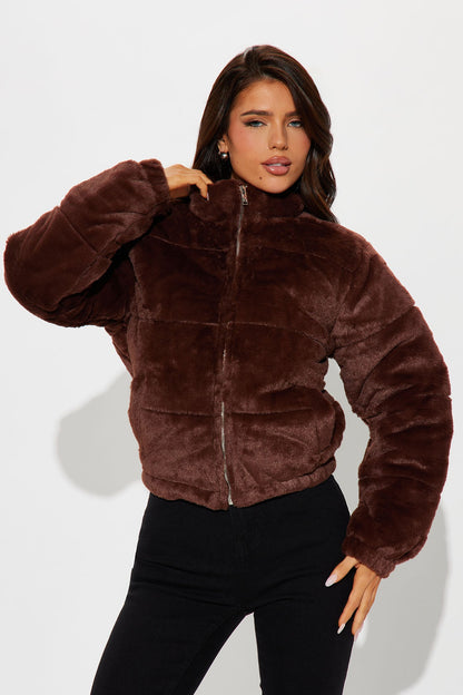 Elizabeth Faux Fur Jacket - Chocolate