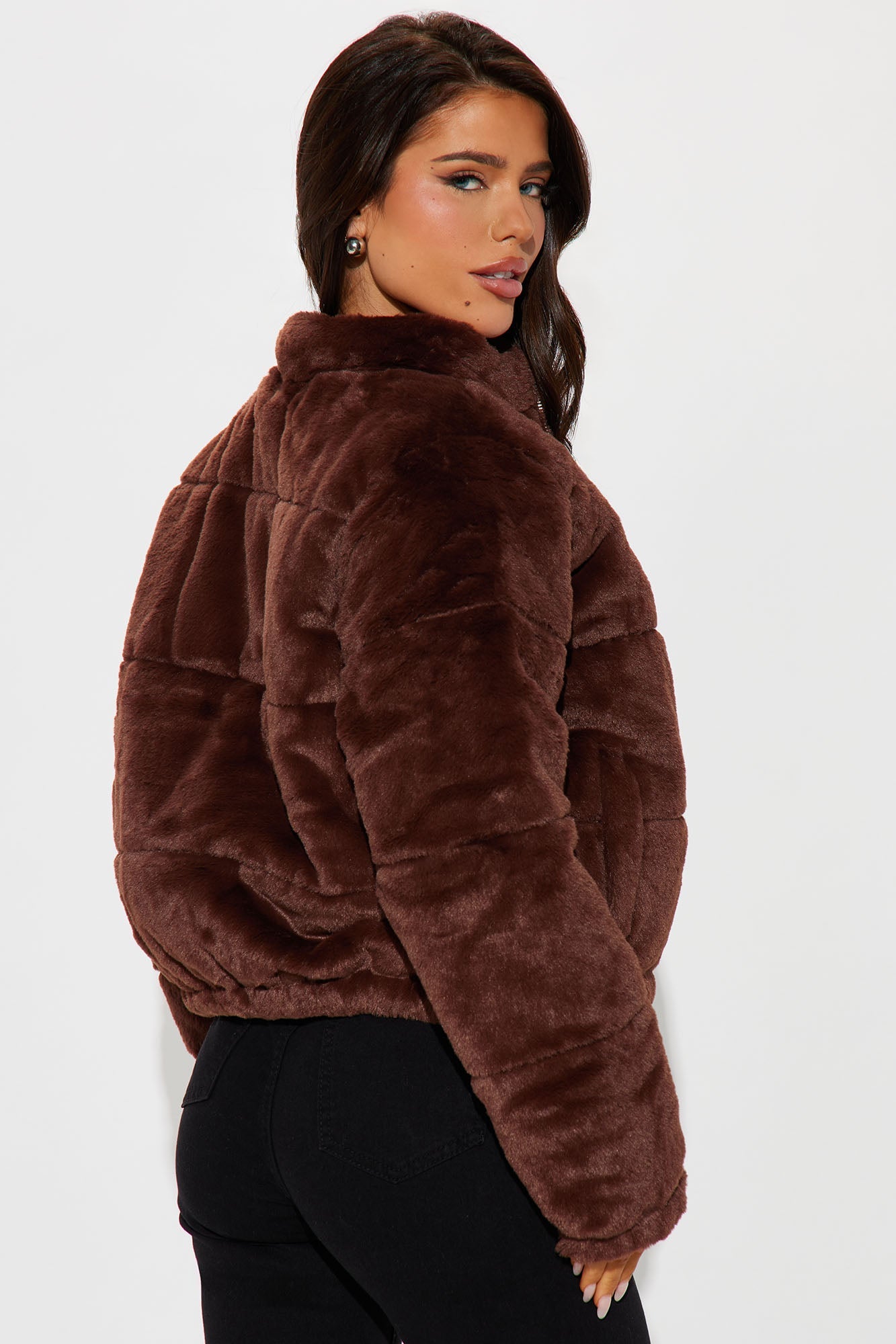Elizabeth Faux Fur Jacket - Chocolate