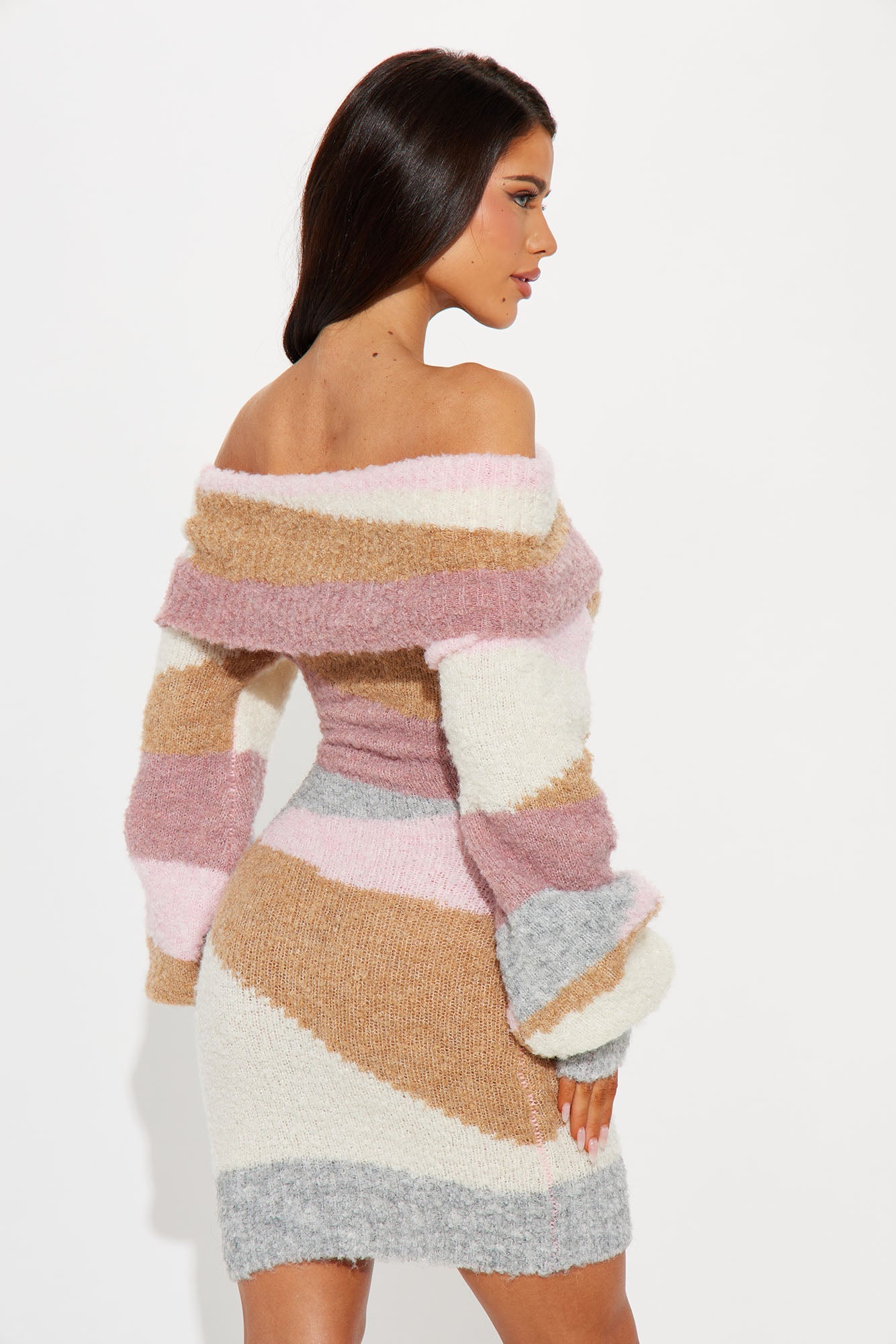 Fatima Sweater Mini Dress - Pink/combo