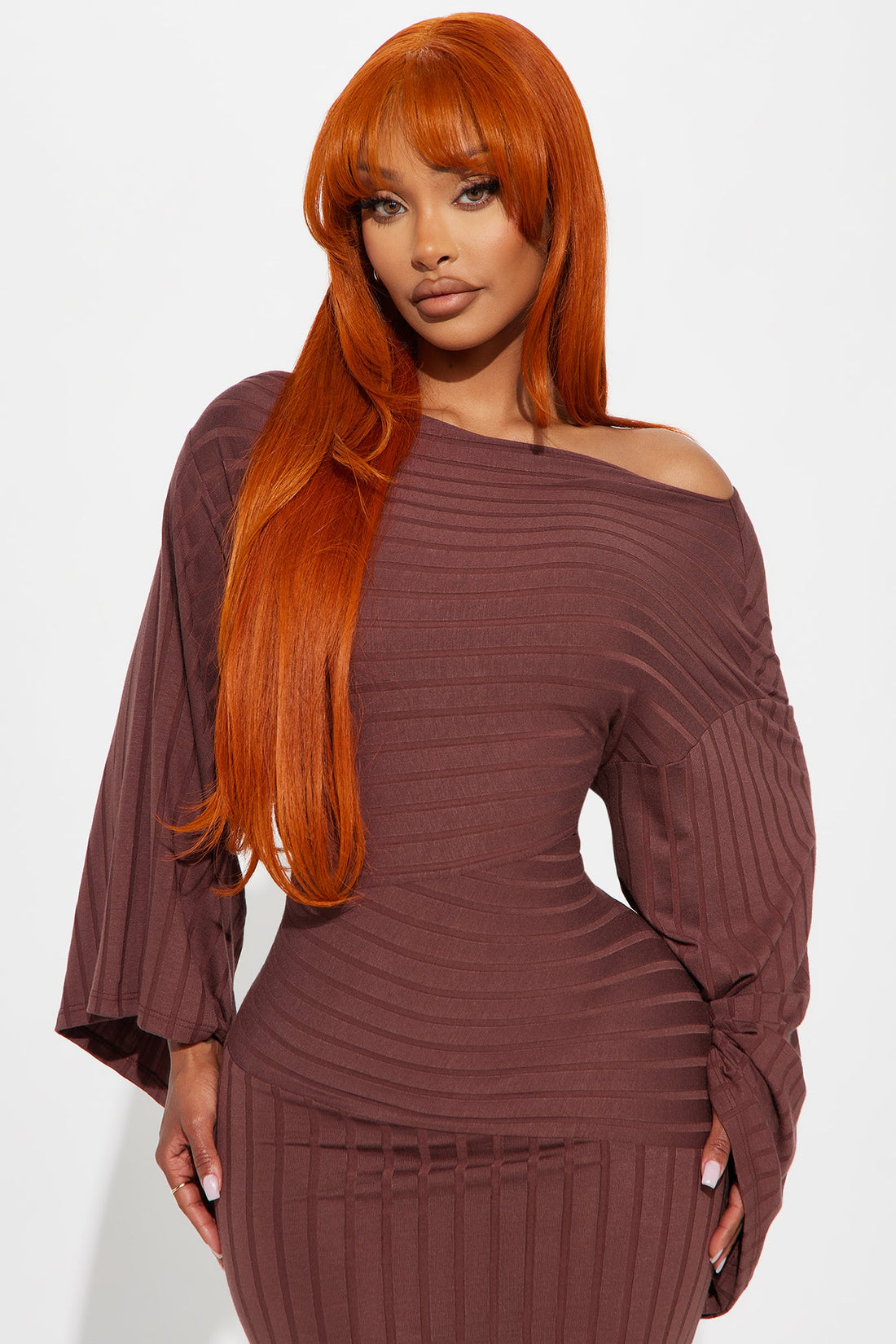 Ronnie Ribbed Maxi Dress - Brown