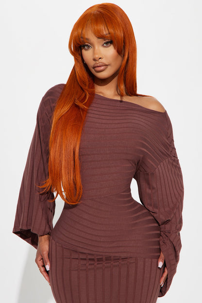 Ronnie Ribbed Maxi Dress - Brown