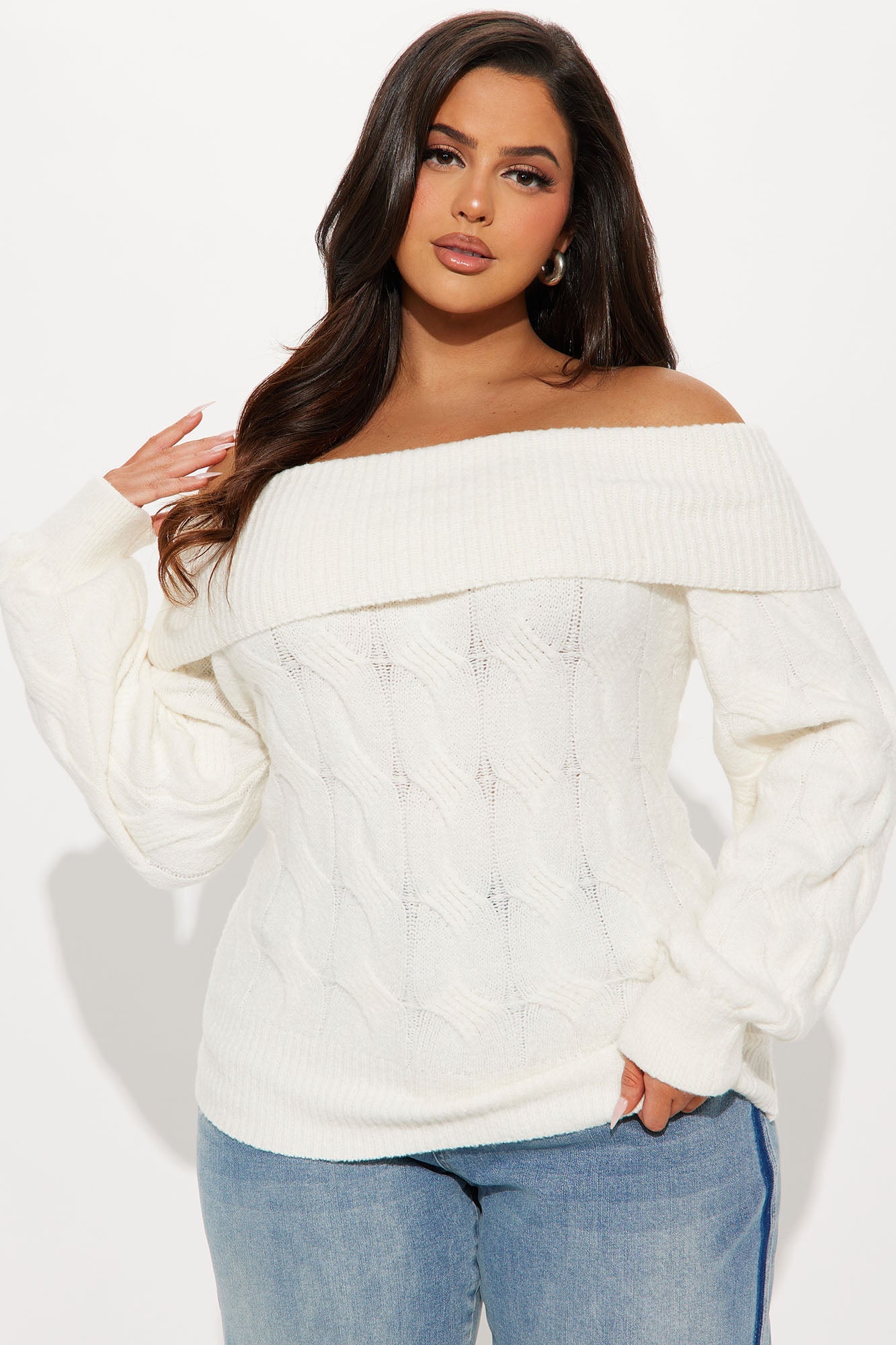Mila Off Shoulder Sweater - Ivory
