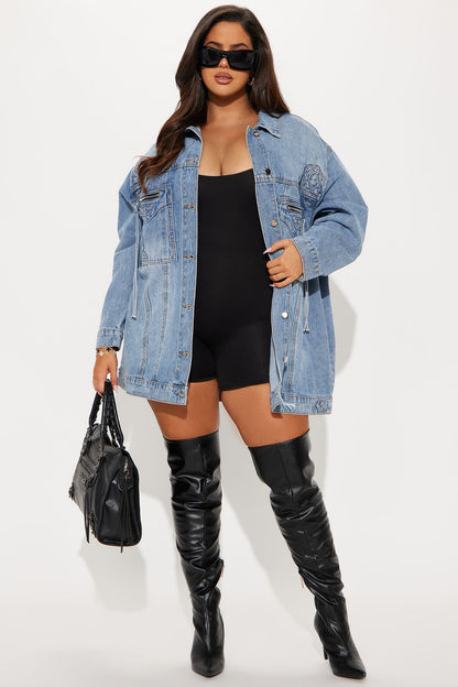 Big Impact Studded Denim Jacket - Light Wash
