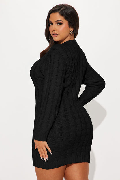 Bookworm Sweater Mini Dress - Black