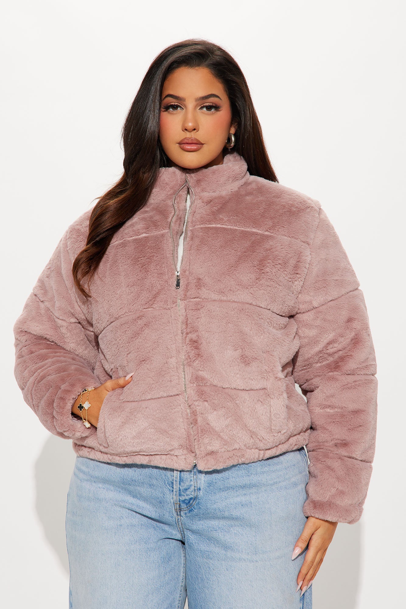 Elizabeth Faux Fur Jacket - Mauve
