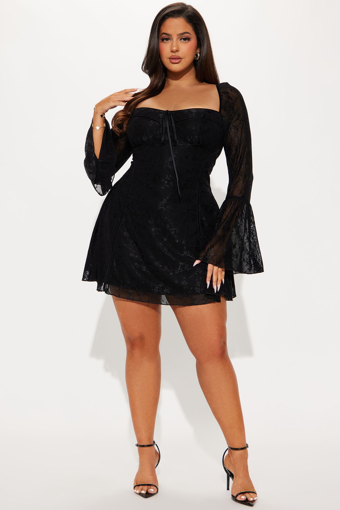 Beautiful Chaos Floral Lace Mini Dress - Black
