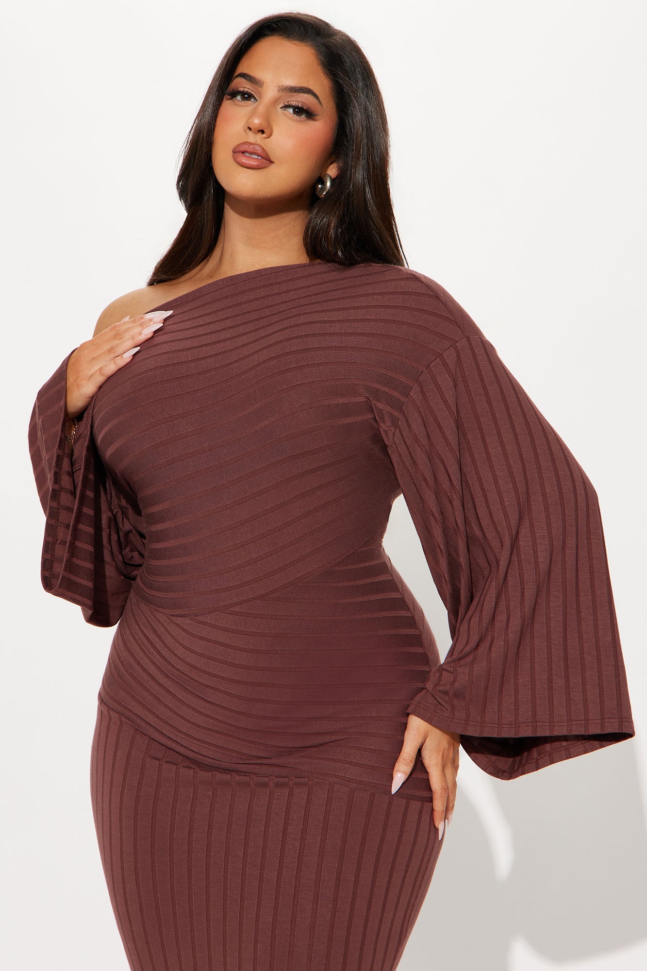 Ronnie Ribbed Maxi Dress - Brown