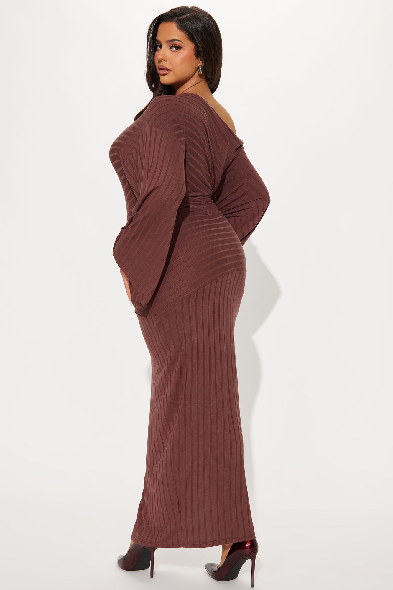 Ronnie Ribbed Maxi Dress - Brown