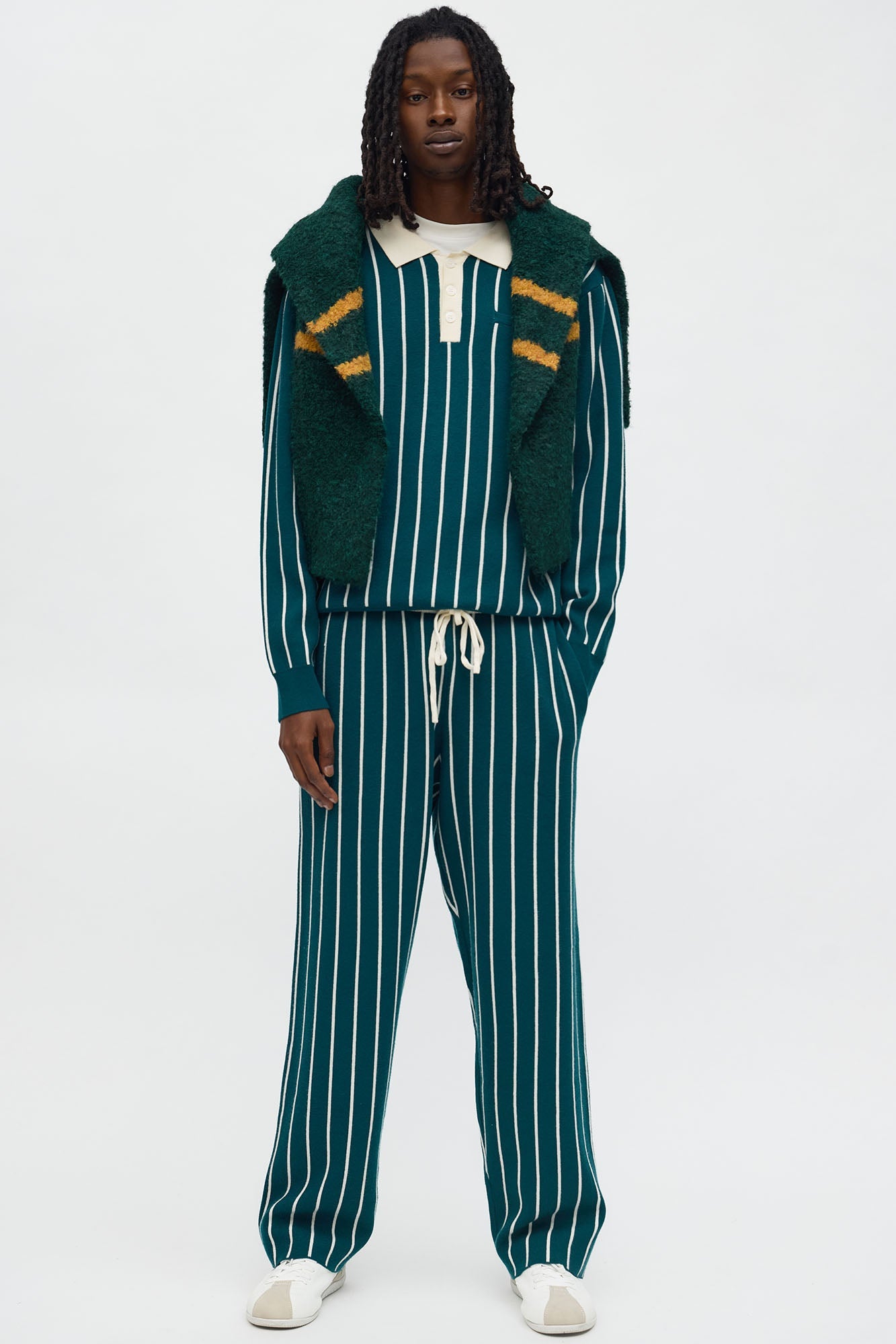 Pinstripe Posh Polo - Teal/combo