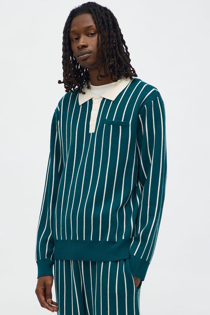 Pinstripe Posh Polo - Teal/combo