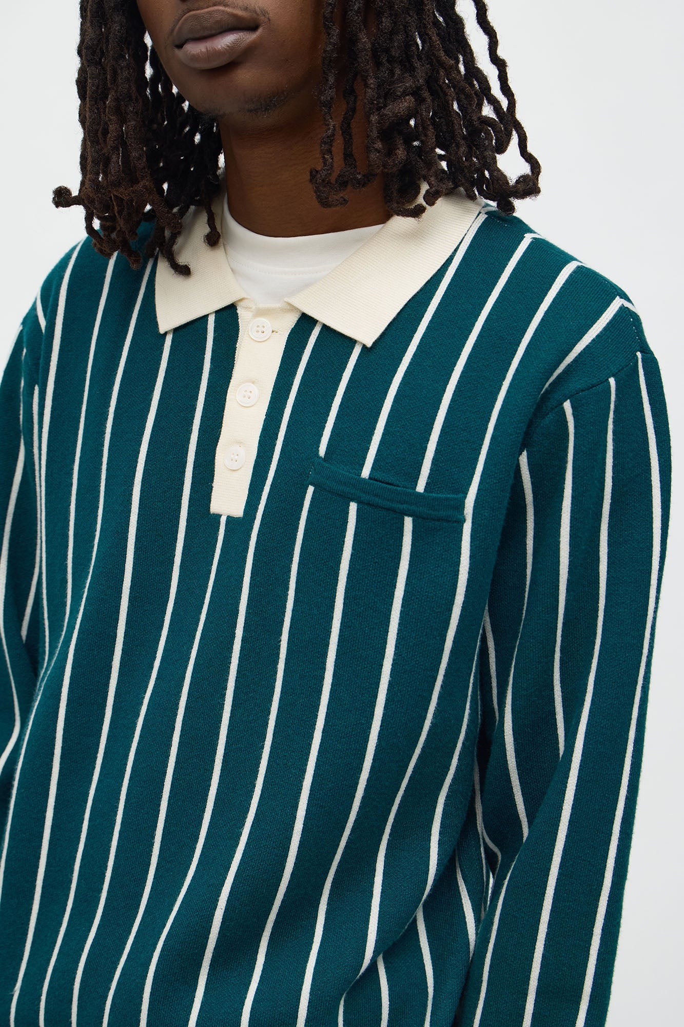 Pinstripe Posh Polo - Teal/combo
