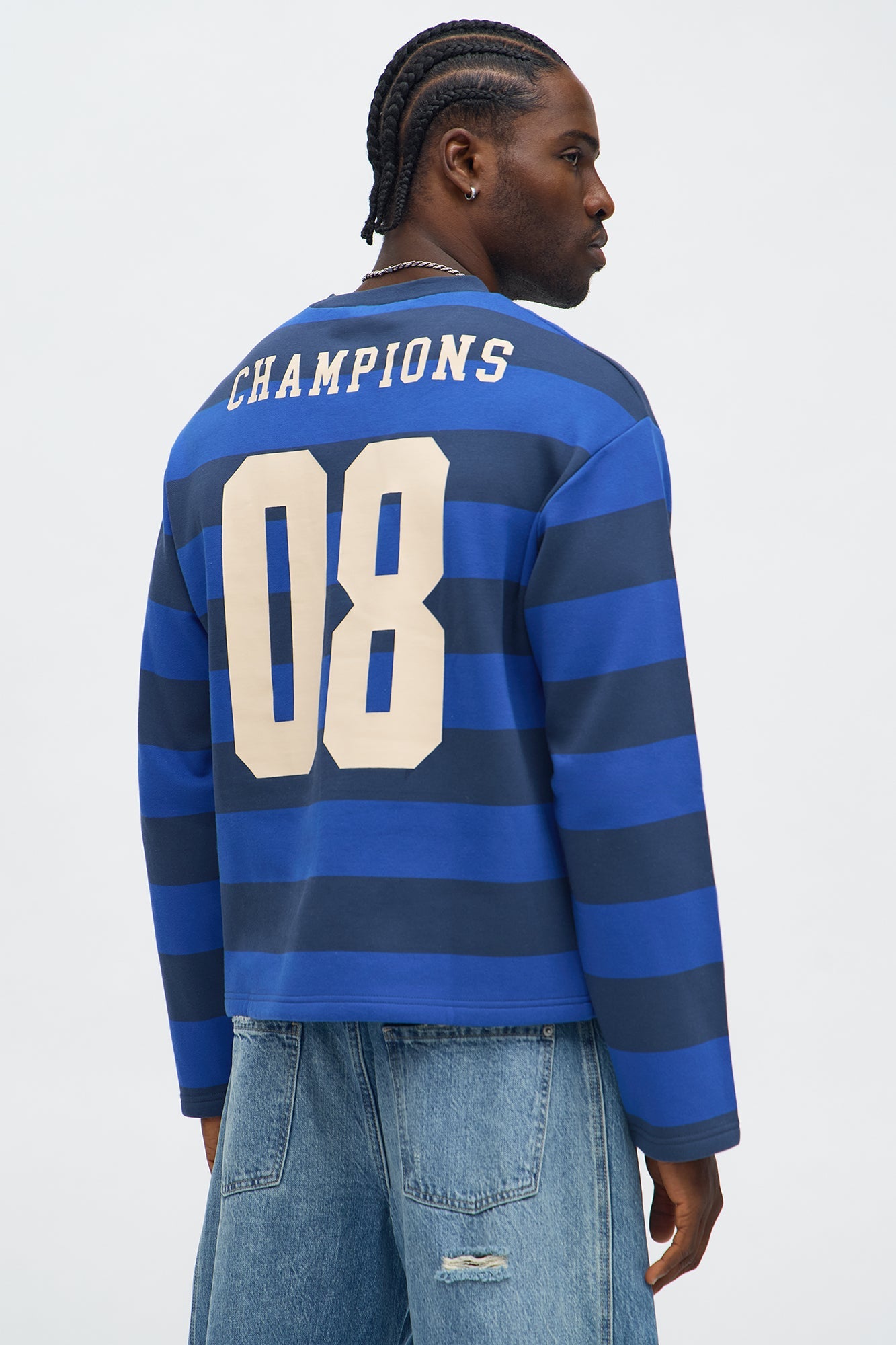 Champions Stripe Crewneck Sweatshirt - Navy/combo