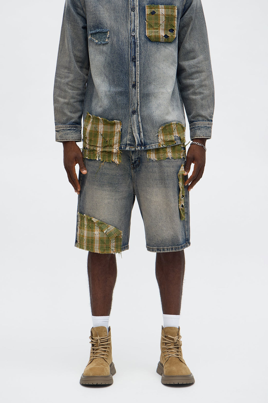 Straight Sohail Distressed Denim Short - Vintage Blue Wash