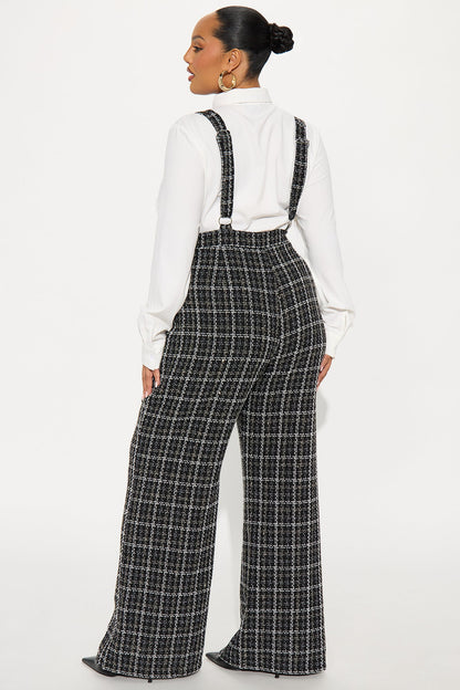 Melania Tie Plaid Jumpsuit - Black/White